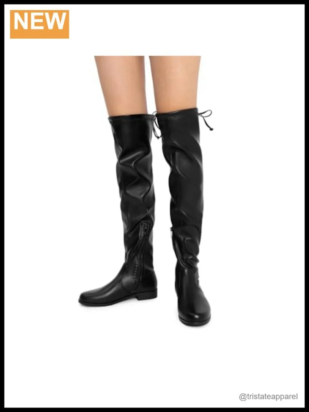 Faux Leather Thigh High Block Heel Boots Stretchy Side Zipper